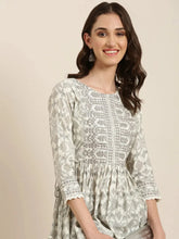 Women Off White Geometrical A-Line Kurti-GW-3420-Offwhite